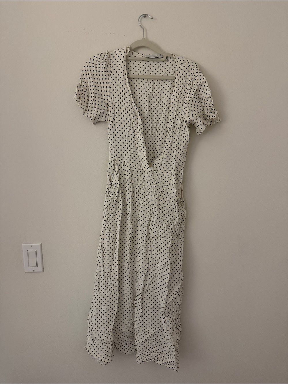 & Other Stories Cream Polka Dot Wrap Midi Dress